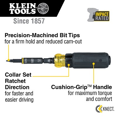 Klein Tools 32500HDRT KNECT™ 11-in-1 Ratcheting Impact Rated