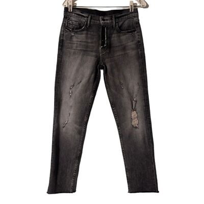 MOTHER Fly Away Drop Out Snippet Distressed Button Fly Straight High Rise  Jeans