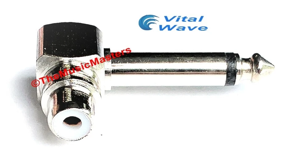 (2) Right Angle 1/4 in Plug (M) to RCA Jack (F) Audio Cable Cord Adapter VWLTW - Imagem 3 de 4