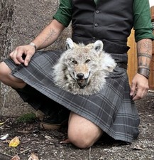 Full Masked Sporran Coyote scottish celtic bag for kilt and celtic highlander