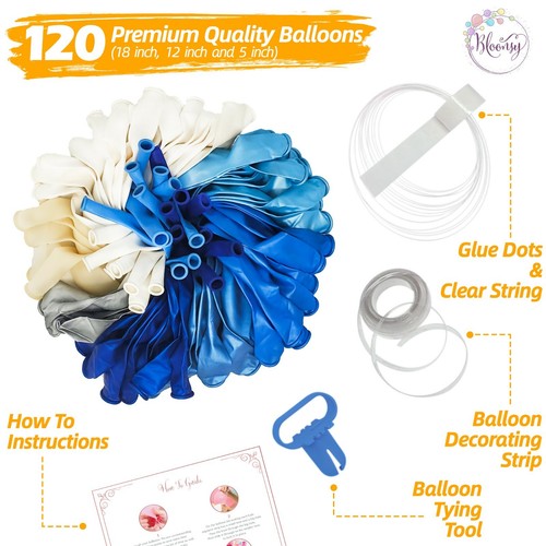 Blue Balloon Arch Garland Kit | Premium Balloon Party Decorations Set - Picture 2 of 7