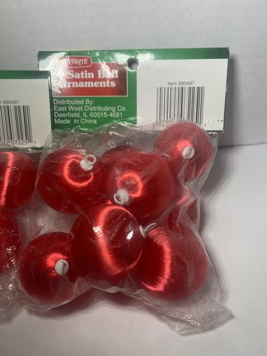 Joybright Satin Red Ball Christmas Ornaments 40MM 4 Packs Vintage - Picture 13 of 14
