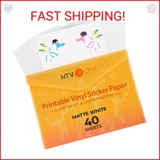 HTVRONT Printable Vinyl for Inkjet Printer Laser Printer - 40 Pcs Matte White