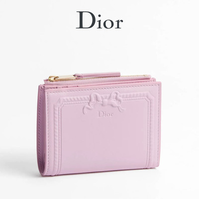 Dior Salon Dahlia Wallet Moulures Calfskin Dream Pink New