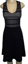 BCBGeneration Black & White Textured Knit A-Line Dress Size Large NWOT