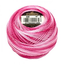 DMC Pearl / Perle Cotton Thread Balls Size 8 VARIEGATED BRIGHT PINK 48