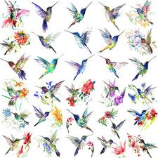 15 Sheets 3D Watercolor Hummingbird Temporary Tattoos for Women Girl Small Mult