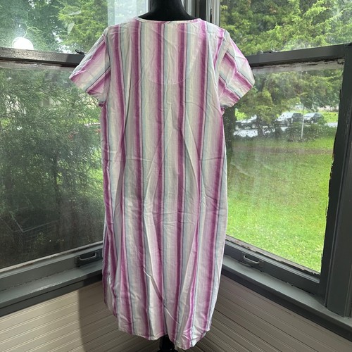 Pink Striped Lace Trimmed Button Front Lounger Robe House Dress XL - Picture 5 of 6