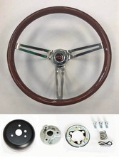 1964-1966 Impala Nova Bel Air Wood 15 Steering Wheel Redblk High Gloss Finish