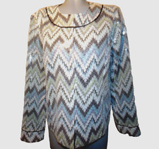 CHICO'S Sz 1, US Sz Med Pet., White/Black/Teal/Green Sequin Cocktail Jacket 149