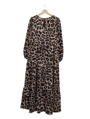 EMERY ROSE Volantkleid Damen Kleid Gr. DE 38 schwarz-beige-creme