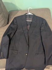 LORO PIANA HICKEY FREEMAN Blue Pinstripe Tasmanian Super 130s Wool Jacket 42 REG