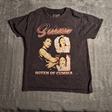 Selena Queen of Cumbia Acid Wash Black Black T-Shirt Size Medium