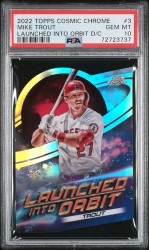 2022 Topps Cosmic Chrome Launched Into Orbit Die-Cut #3 Mike Trout PSA 10