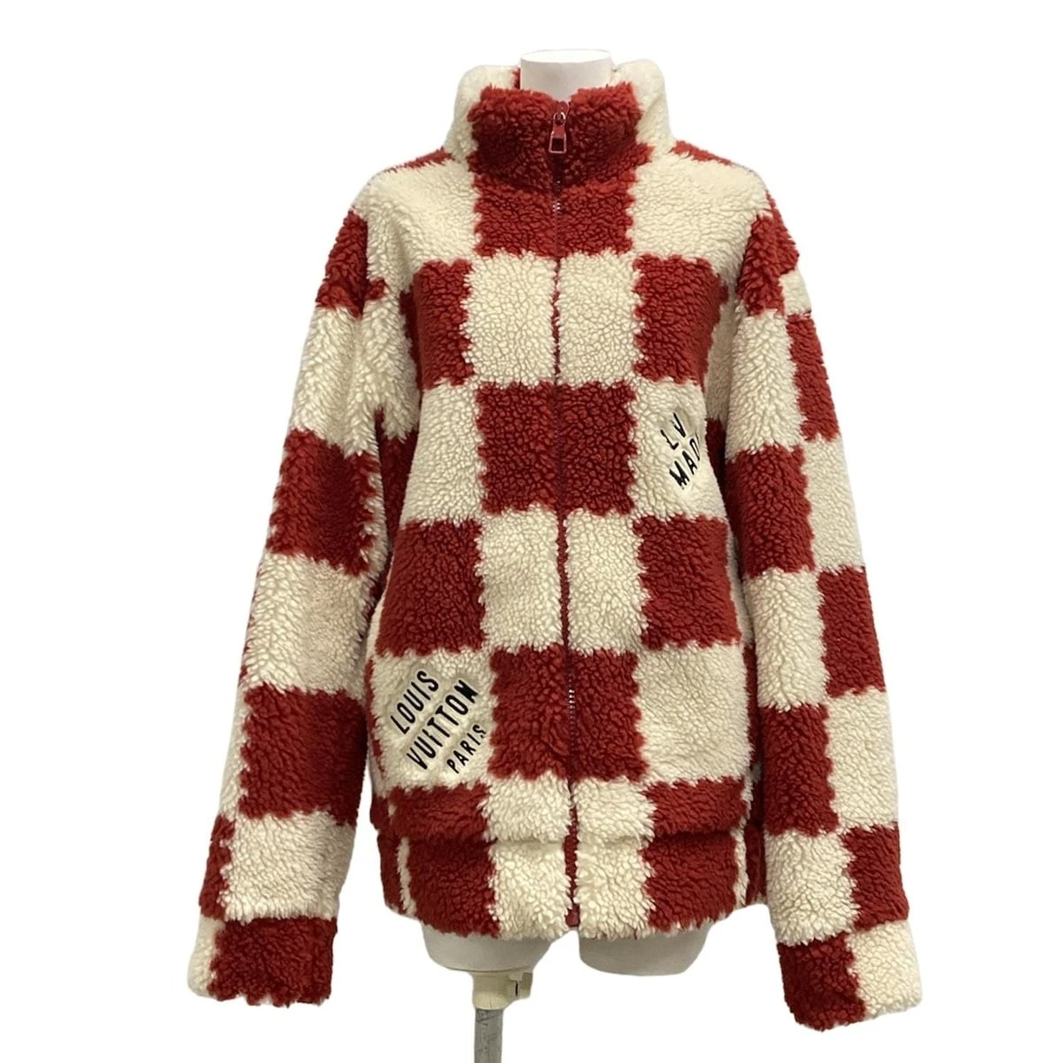 LOUIS VUITTON（LV） Blusa in pile damier jacquard originale Louis Vuitton RM221M I03 HMY04W rosso crema 