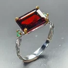 Vintage ring 4 ct Natural Garnet Ring 925 Sterling Silver Size 7.75 /R472918
