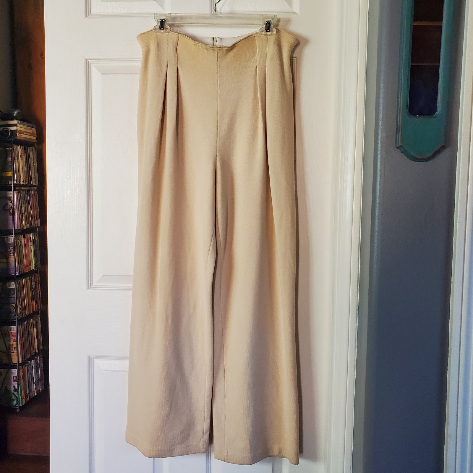 Vintage St. John Collection Cream Knit Wide-leg Pants High-rise Old Money Classi