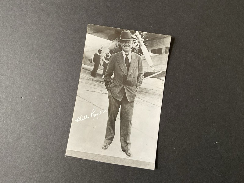 Will Rogers Airplane / Airport Postcard RPPC Unused Angeleno Photo Service Card