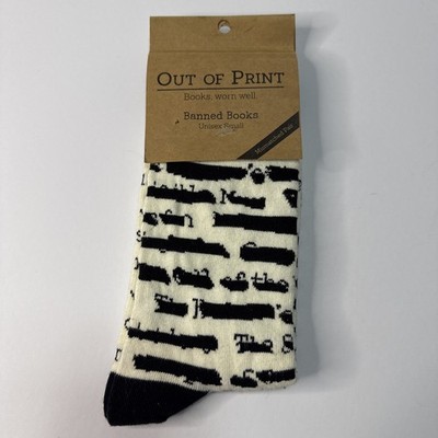 Banned Books Socks Black & White Unisex (Sock Size 9-11) Out of Print - NEW