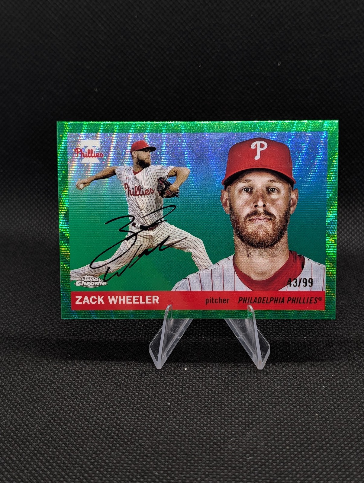 2025 Topps Chrome Platinum Zack Wheeler Green Wave #120 Phillies /99
