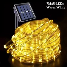 Solar Rope Lights Outdoor Tube Fairy String Lights Waterproof Garden Patio Decor
