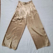 VTG Vanity Scala Nylon Pleat Pants PMed Lingerie Black Silky Satin Slip Pajama