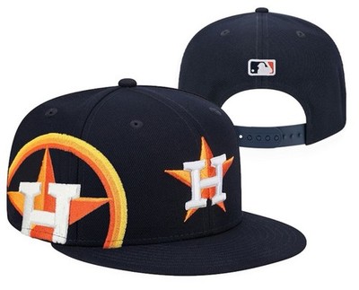 Houston Astros Snapback Hat Navy Flat Brim Adjustable Cap Oversized H Logo