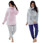 Womens Snuggle Fleece Cowl Neck Top Cuddle Jumper Lounge Pyjama Soft Sweater