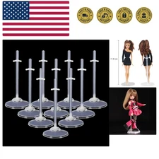 Fashionable 10 Pcs Transparent Doll Stands - Perfect for Girls' Doll Collections