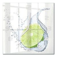 Moderne Wanduhr Aus Glas Mit Leisem Uhrwerk Limette WeißE Zeiger 30X30 Cm