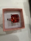 Vtg Highly Faceted Large Ruby Red Or Garnet Cz 925 Size 6.75 Ring 8.8g