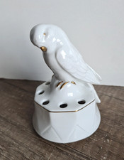 Art Deco Porzellan Figur Blumensteckvase mit Vogel Wellensittich PG Günthersfeld