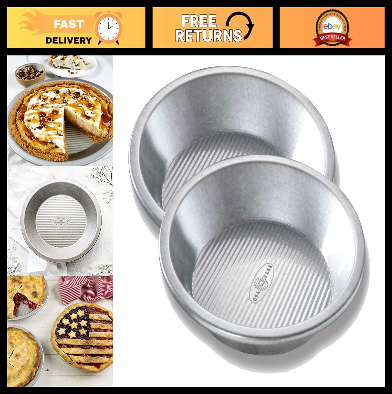 Commercial Grade Aluminized Steel Pie Pan Set of 2 - Durable Bakeware, Silver