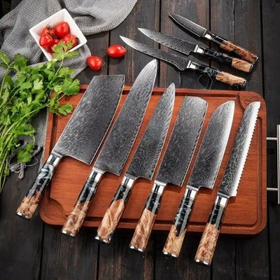 Pro Sharp Damascus Steel Kitchen Knives Ultra-Sharp Resin Handle Elegant Gift