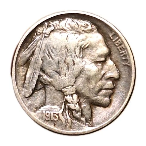 Very Nice 1913 Buffalo Nickel Type 2 Line Reverse Tough First-year Design ~XF/AU