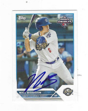 Autographed Signed NICK BIDDISON Quakes 2023 Topps Pro Debut Card #PD-176 w/COA