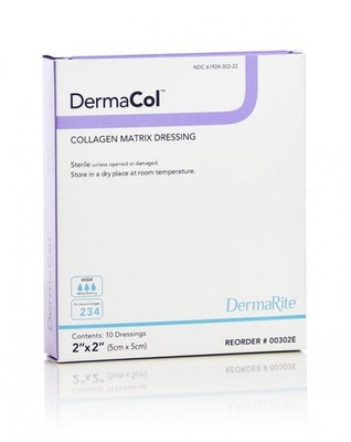 DermaCol Collagen Matrix Dressing, 2 X 2 in, White, Square, Sterile, 1 Count