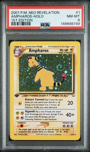 2001 POKEMON NEO REVELATION 1ST EDITION #1 AMPHAROS-HOLO PSA 8