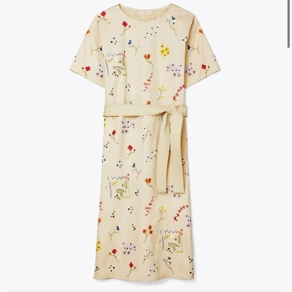 tory burch embroidered shift dress Tory Burch Embroidered Cotton Shift Dress