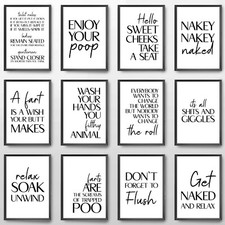 Bathroom Prints Quotes Toilet Posters Wall Art Funny Text Fun Quotes Home Decor