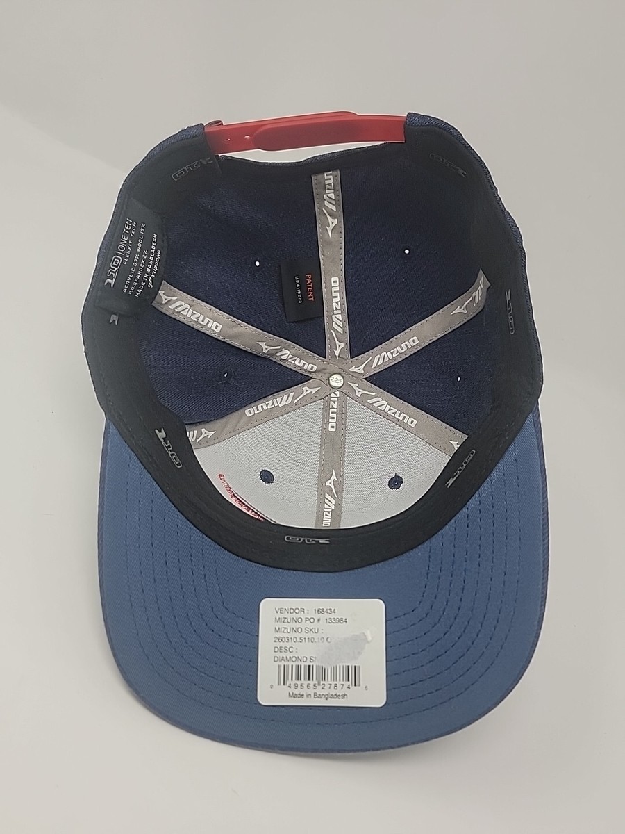 ☆Mizuno ダイヤモンド スナップバック帽子 ネイビー&レッド Mizuno