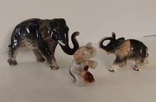 3 Vintage Ceramic Elephants Ucagco 1950's Made in Japan Elephant Family