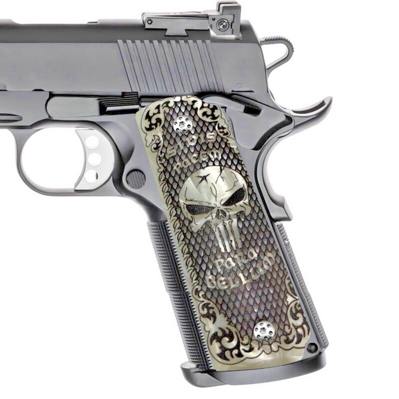 Colt 1911 Grips 1911 Scorpion Engraved Gun Grips - Black Pearl
