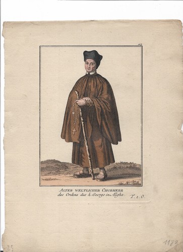 Medal costume secular canon colored copperplate 1790