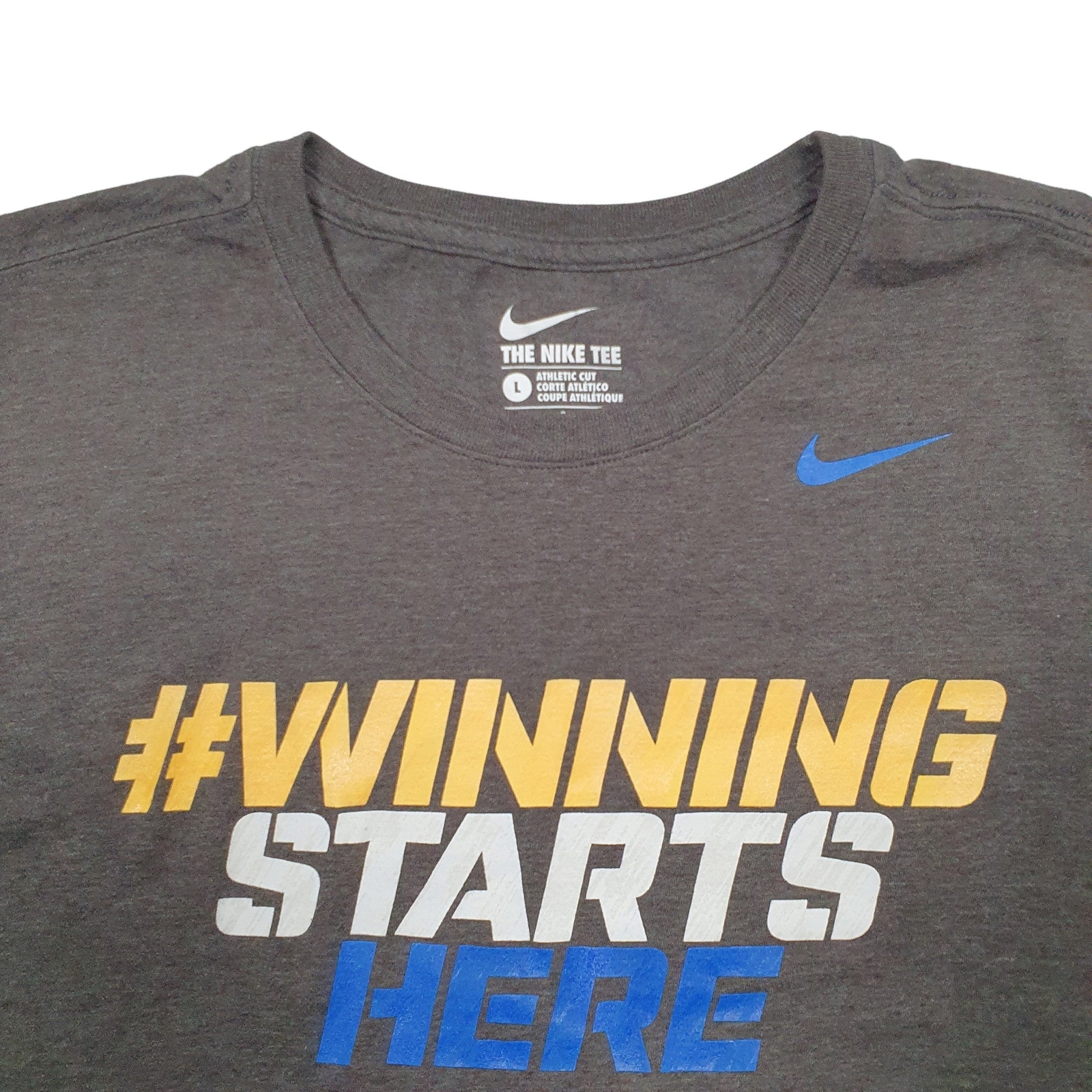 NIKE Grey T Shirt Tee Short Sleeve Cotton Blend Mens L image 3