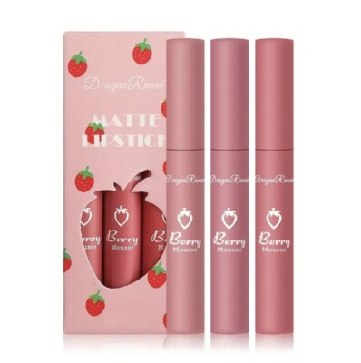 3 Teile Set Wasserfester Lippenstift Samt Matte Lip Gloss Set Matte C Nude