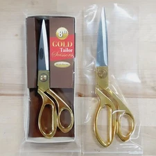 2 Pc ~ Gold Tailor Scissors 8" & 9-1/4"~ Sewing, Quilting, Tailoring, Upholstery