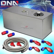 19 GALLON TOP-FEED ALUMINUM RACE FUEL CELL TANK+CAP+LEVEL SENDER+STEEL LINE KIT