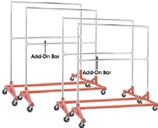 Commercial Grade Double Bar Rolling Z Rack with Nesting Orange Base (SET OF 4)