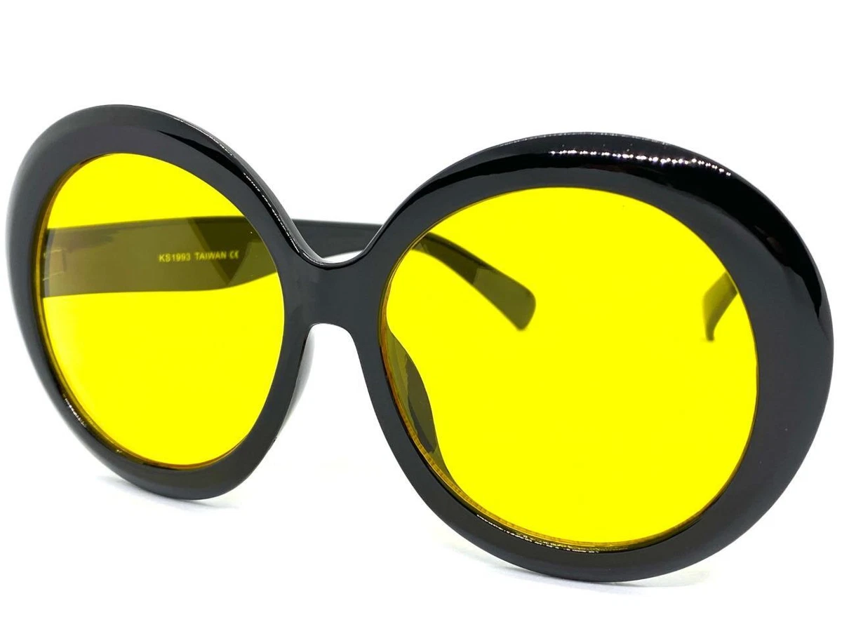 OVERSIZE EXAGGERATED RETRO SUNGLASSES X Large Huge Round Black